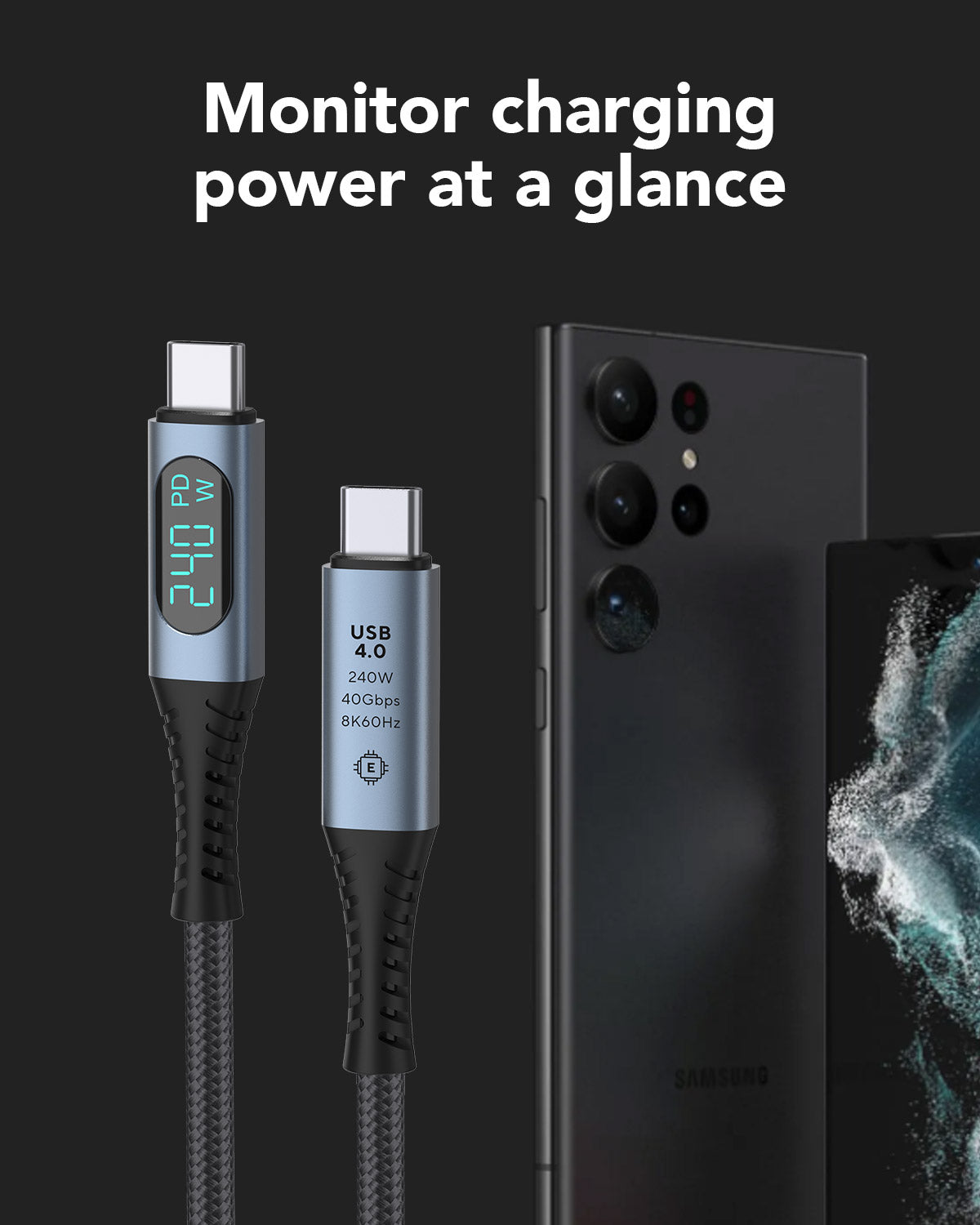 Cable USB-C | Pantalla LED | 1M