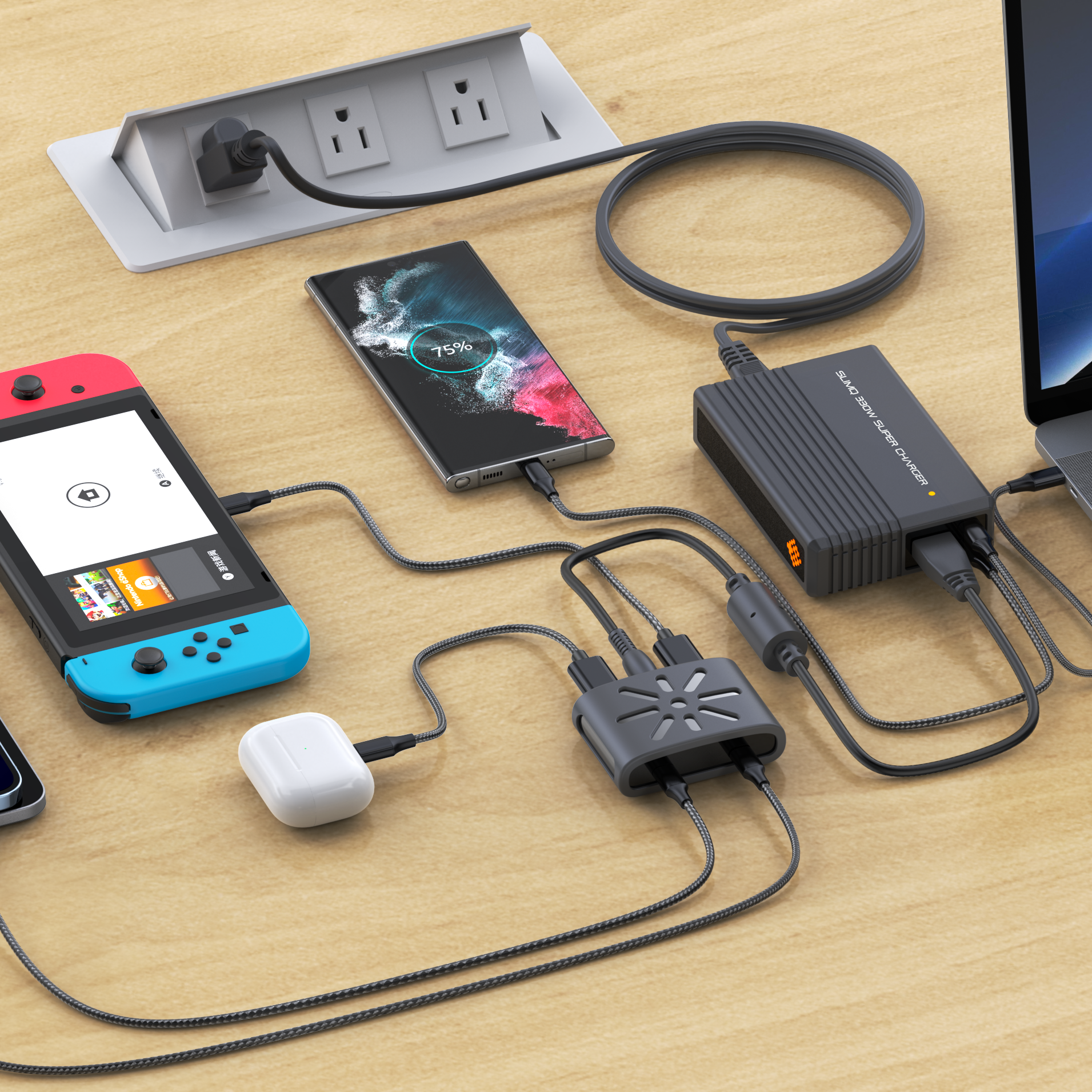Concentrador de carga de CC a USB PD3.0