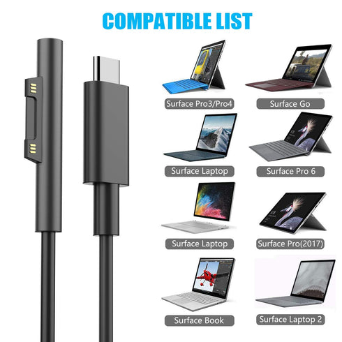 100W USB-C to Microsoft's Surface Nylon Braided Cable