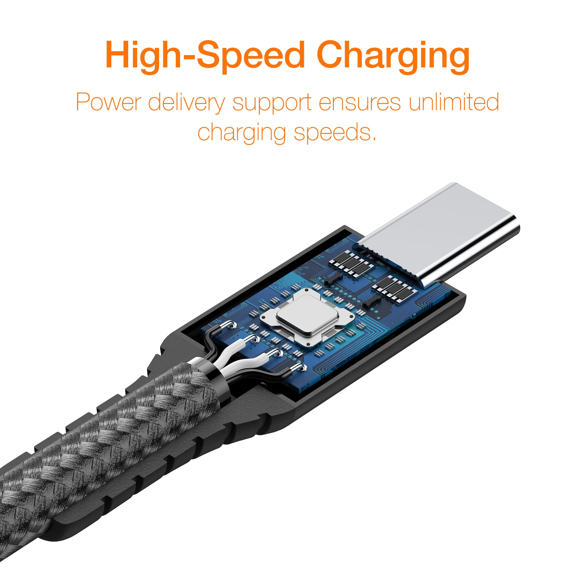 Câble certifié USB-IF bidirectionnel USB2 Gen2 Type-C, données 480 Mbps, PD 240W (48V/5A) 1m / 3.28ft