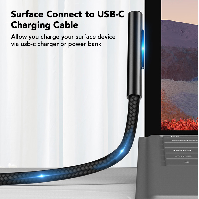 Cable trenzado de nylon de superficie de Microsoft 5A 1.5m