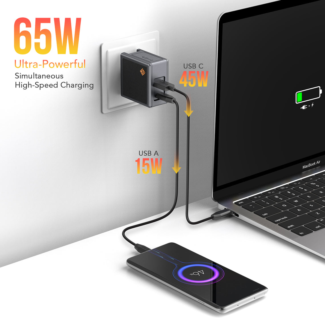 65W USB-C GaN充電器