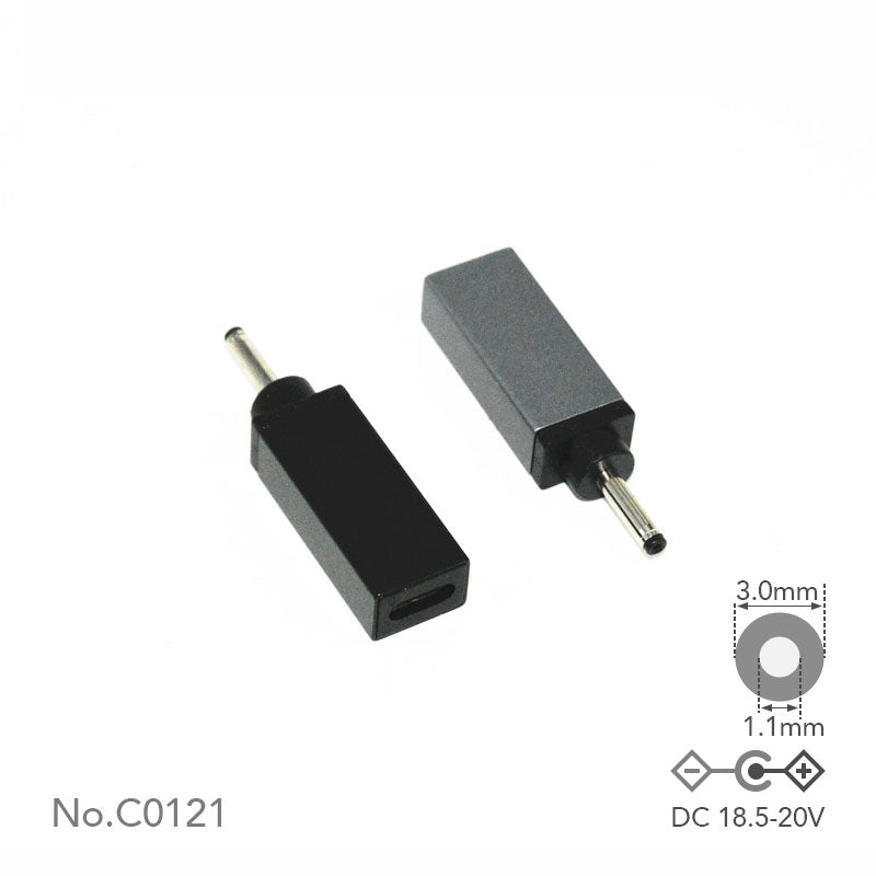USB-C - DC アダプター チップ L 3.0x1.1mm
