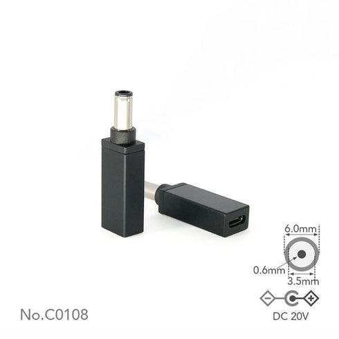 Adaptateur USB-C vers CC HP Tip Q 6,0 x 3,5 x 0,6 mm