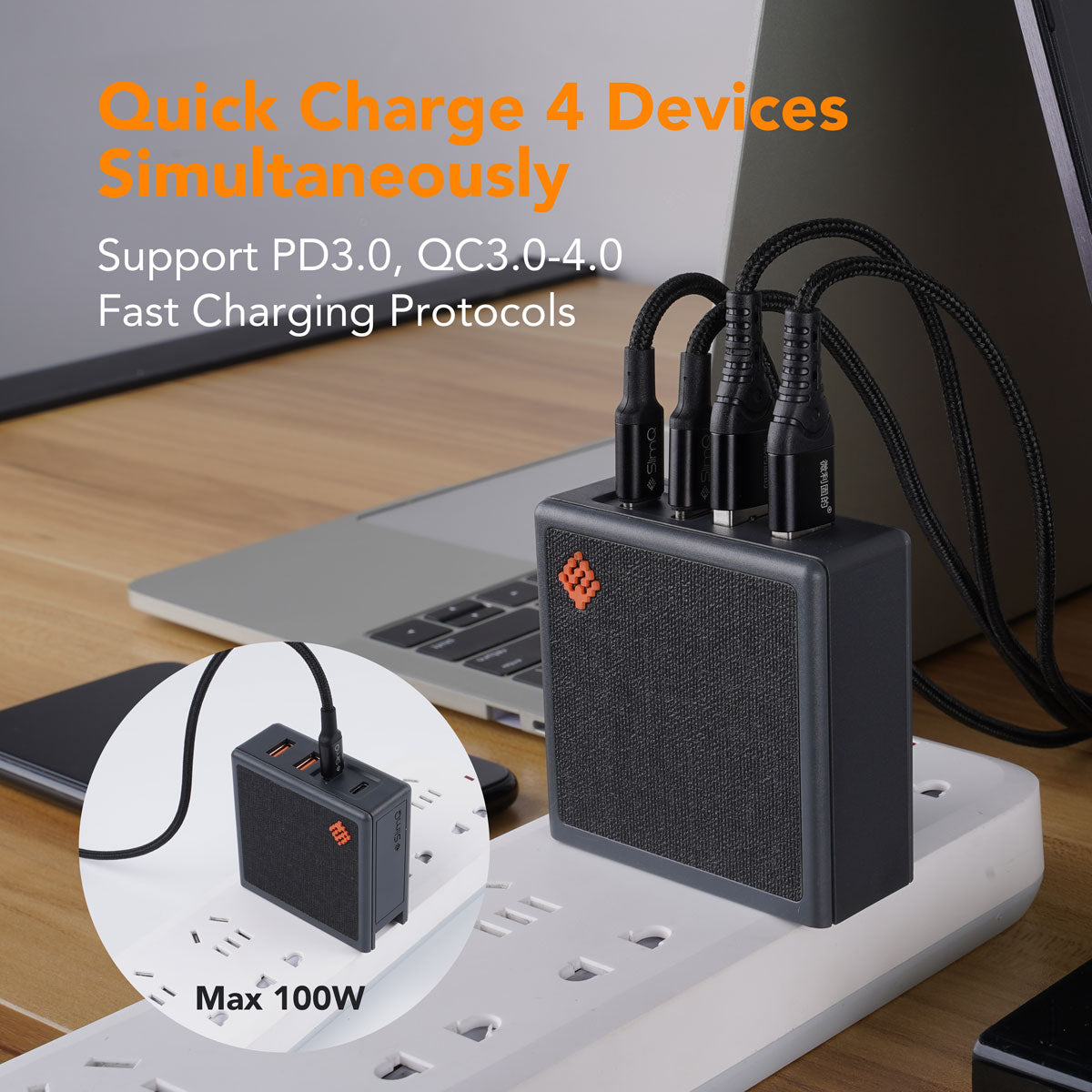 Gan Charger 100W USB Type C PD Fast Charger with Quick Charge 4.0 3.0 USB  Phone Charger for Macbook Laptop Smartphone
