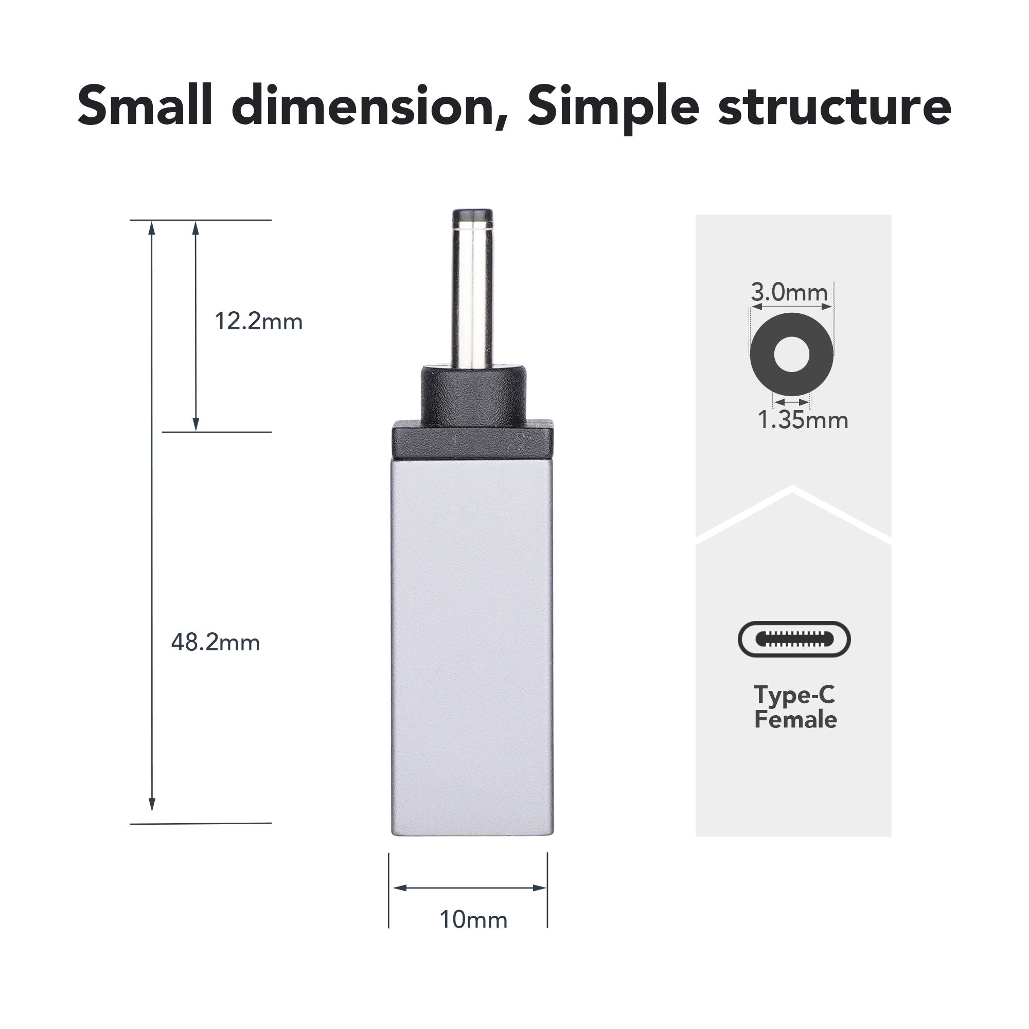 USB-C 轉 DC 適配器尖端 L 3.0x1.1mm